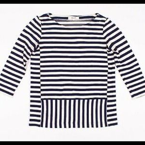 MADEWELL Blue Striped Ponte Knit 3/4 Sleeve Top Shirt Size XS